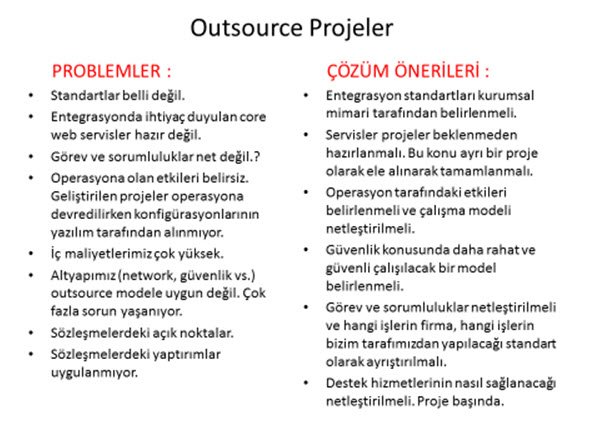 Proje yönetimi Problemler ve Çözüm Önerileri Outsource Projeler